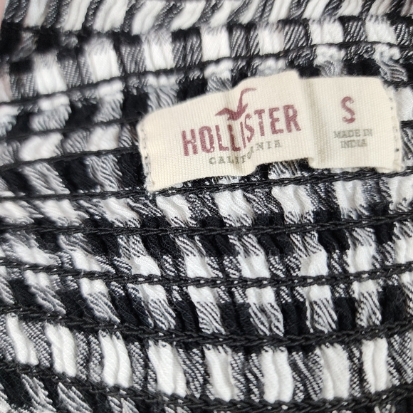 Hollister Black White Gingham Romper Sweetheart Lace-up Embroidered Bodice Small - Picture 6 of 14